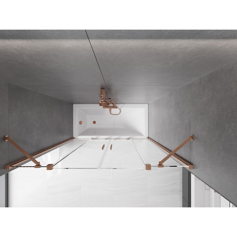 Mexen Velar Two-panel Sliding Bathtub Screen 150 x 150 cm, Transparent, Brushed Copper - 896-150-000-02-65
