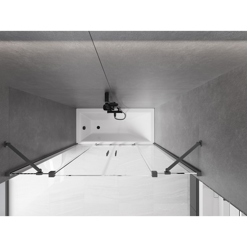 Mexen Velar Duo Two-Wing Sliding Bathtub Screen 150 x 150 cm, Transparent, Black - 896-150-000-02-70