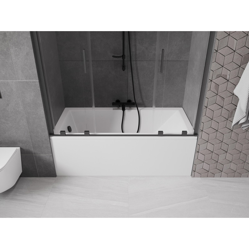Mexen Velar Duo Bath Screen 2-Panel Sliding 150 x 150 cm, Transparent, Brushed Gun Gray - 896-150-000-02-66