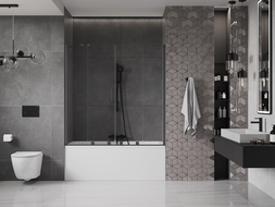 Mexen Velar Duo 2-panel Sliding Bath Screen 160 x 150 cm, Transparent, Brushed Gun Gray - 896-160-000-02-66