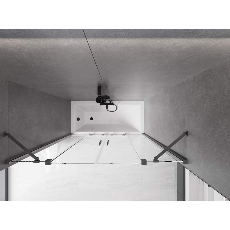 Mexen Velar Duo Bathtub Screen 2-Panel Sliding 160 x 150 cm, Transparent, Gun Gray Brushed - 896-160-000-02-66