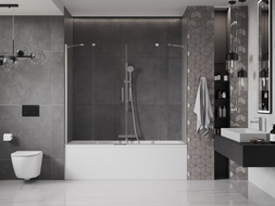 Mexen Velar Duo Bathtub Screen 2-Panel Sliding 170 x 150 cm, Transparent, Chrome - 896-170-000-02-01