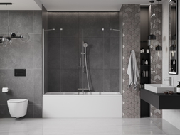 Mexen Velar Duo Bath Screen 2-Panel Sliding 200 x 150 cm, Transparent, Chrome - 896-200-000-02-01