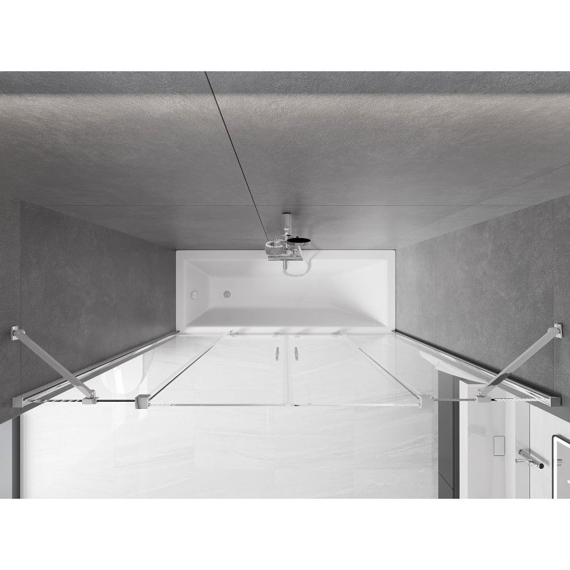 Mexen Velar Duo Bathtub Screen, 2-Panel Sliding 200 x 150 cm, Transparent, Chrome - 896-200-000-02-01