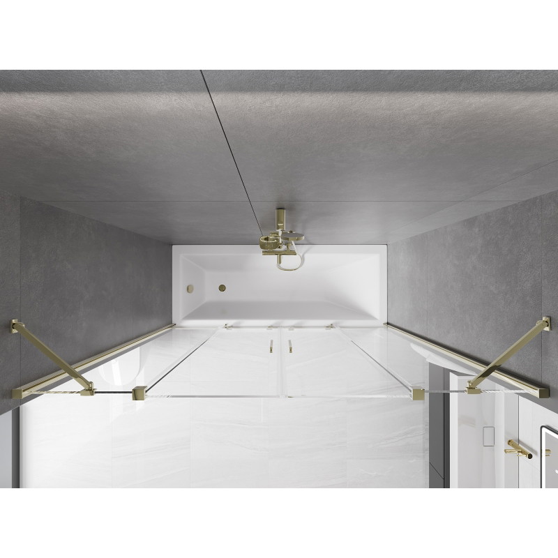 Mexen Velar Duo Bathtub Screen 2-Panel Sliding 170 x 150 cm, Transparent, Gold - 896-170-000-02-50