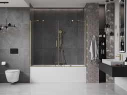Mexen Velar Duo 2-panel sliding bath screen 180 x 150 cm, transparent, brushed gold - 896-180-000-02-55