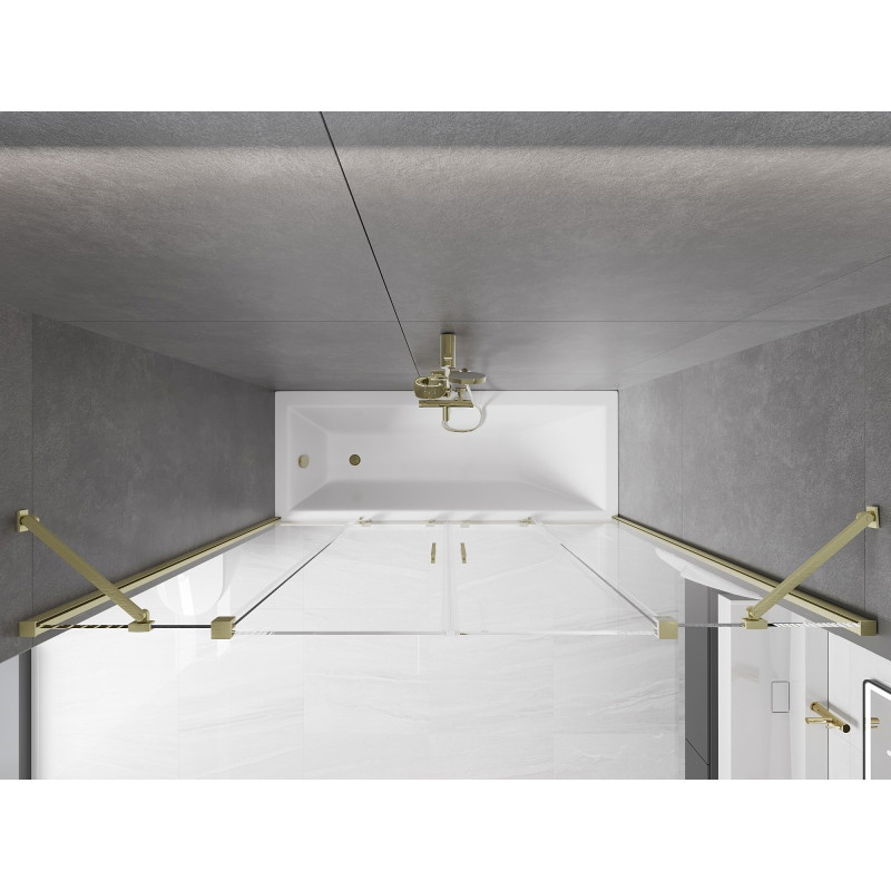 Mexen Velar Duo Bathtub Screen 2-Panel Sliding 200 x 150 cm, Transparent, Gold Brushed - 896-200-000-02-55
