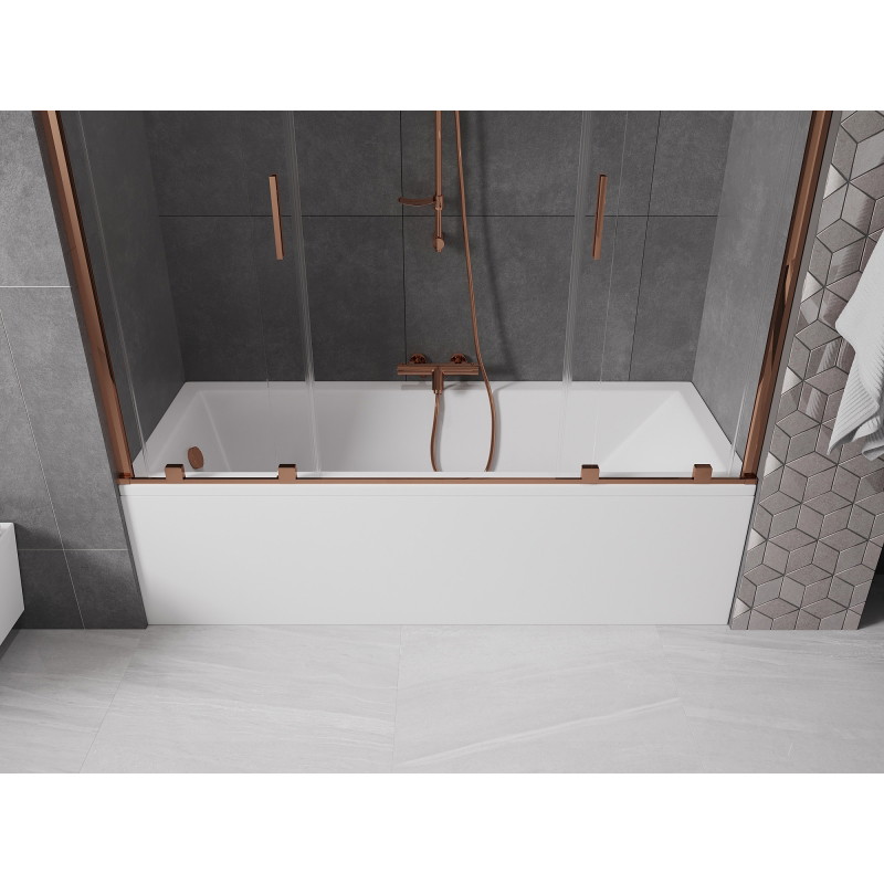 Mexen Velar Duo Bathtub Screen 2-Panel Sliding 170 x 150 cm, Transparent, Rose Gold - 896-170-000-02-60