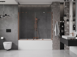 Mexen Velar Duo 2-panel Sliding Bath Screen 170 x 150 cm, Transparent, Rose Gold - 896-170-000-02-60