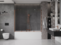 Mexen Velar Duo two-panel sliding bathtub screen 170 x 150 cm, transparent, rose gold - 896-170-000-02-60