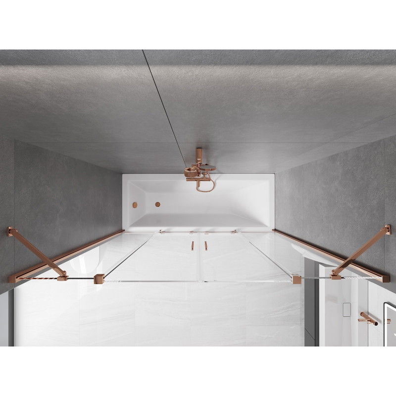 Mexen Velar Duo Bathtub Screen 2-Panel Sliding 180 x 150 cm, Transparent, Rose Gold - 896-180-000-02-60