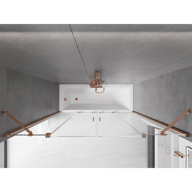 Mexen Velar Duo Shower Screen 2-panel Sliding 170 x 150 cm, Transparent, Brushed Copper - 896-170-000-02-65