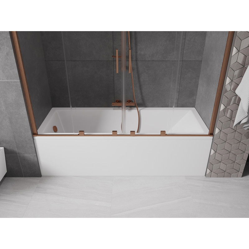 Mexen Velar Duo 2-panel sliding bath screen 180 x 150 cm, transparent, brushed copper - 896-180-000-02-65