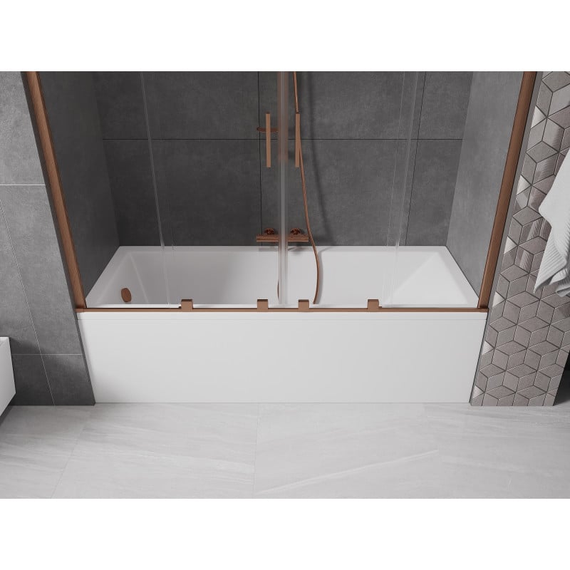 Mexen Velar Duo 2-wing sliding bath screen 200 x 150 cm, transparent, brushed copper - 896-200-000-02-65