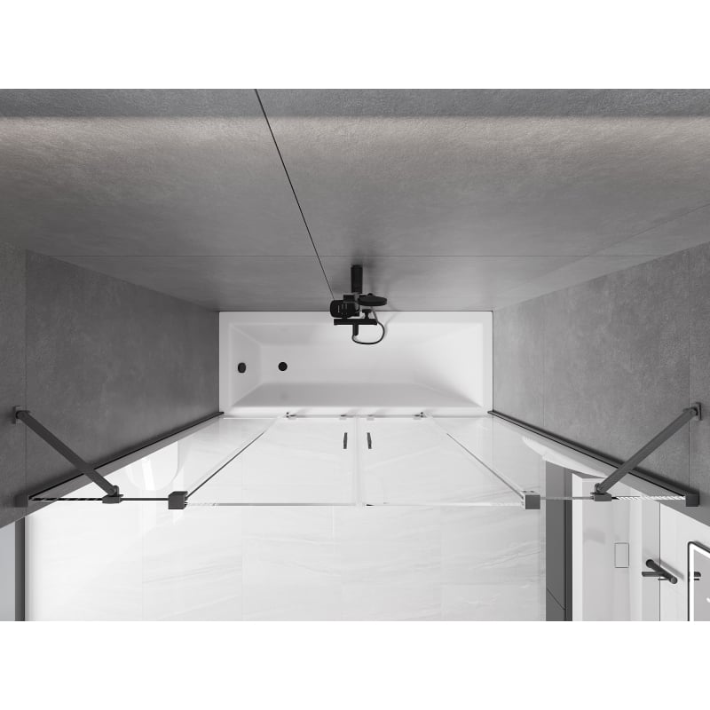 Mexen Velar Duo Bath Screen with 2 Sliding Panels 170 x 150 cm, Transparent, Brushed Gun Gray - 896-170-000-02-66
