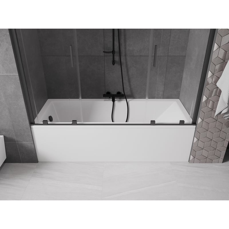 Mexen Velar Duo Bathtub Screen 2-Panel Sliding 180 x 150 cm, Transparent, Brushed Gun Gray - 896-180-000-02-66