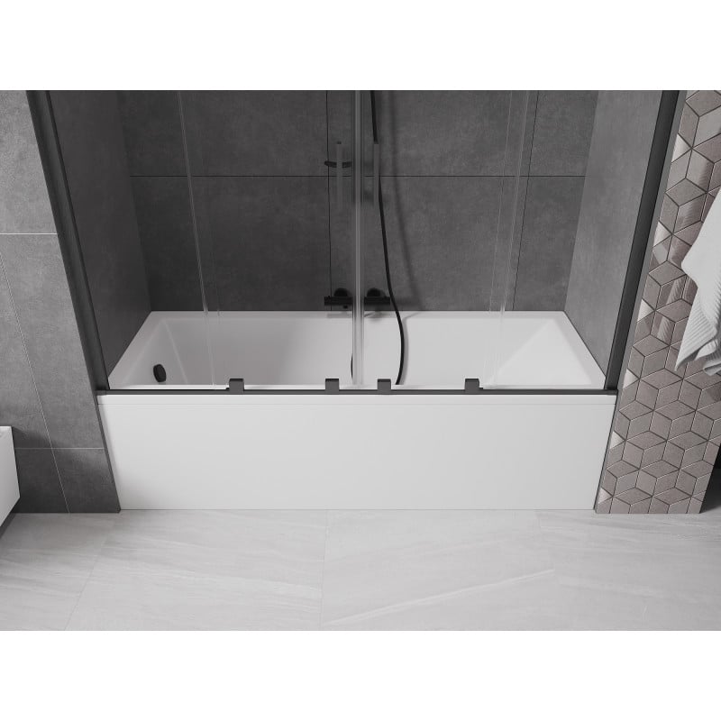Mexen Velar Duo 2-panel retractable bath screen 200 x 150 cm, transparent, brushed gun grey - 896-200-000-02-66