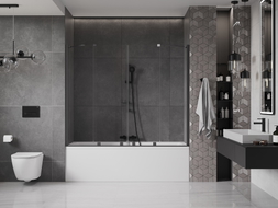 Mexen Velar Duo Bathtub Screen 2-Panel Sliding 200 x 150 cm, Transparent, Gun Gray Brushed - 896-200-000-02-66
