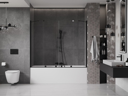 Mexen Velar Duo Two-Panel Sliding Bath Screen 170 x 150 cm, Transparent, Black - 896-170-000-02-70