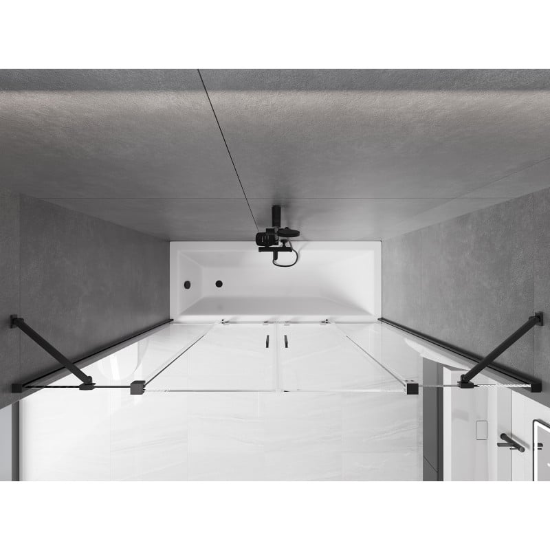 Mexen Velar Duo Two-wing Sliding Bath Screen 170 x 150 cm, Transparent, Black - 896-170-000-02-70