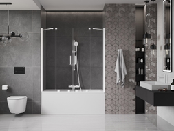 Mexen Velar Duo Bathtub Screen 2-Panel Sliding 150 x 150 cm, Transparent, White - 896-150-000-02-20
