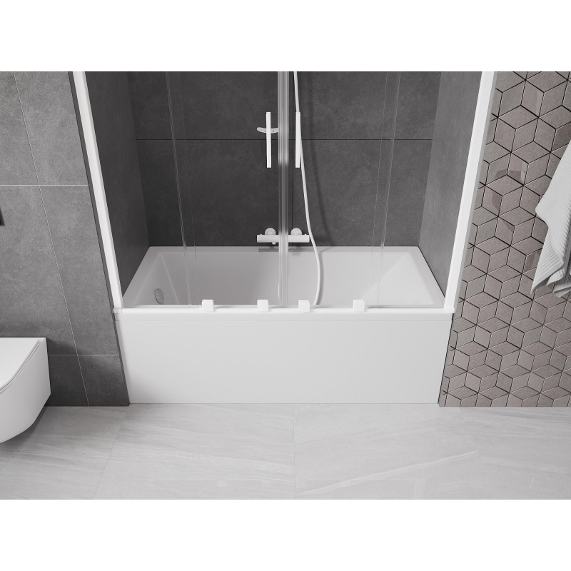 Mexen Velar Duo bath screen 2-wing sliding 160 x 150 cm, transparent, white - 896-160-000-02-20