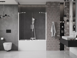 Mexen Velar Duo 2-panel sliding bath screen 160 x 150 cm, transparent, white - 896-160-000-02-20