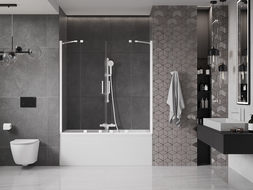 Mexen Velar Duo 2-wing bathtub screen Sliding 160 x 150 cm, transparent, white - 896-160-000-02-20