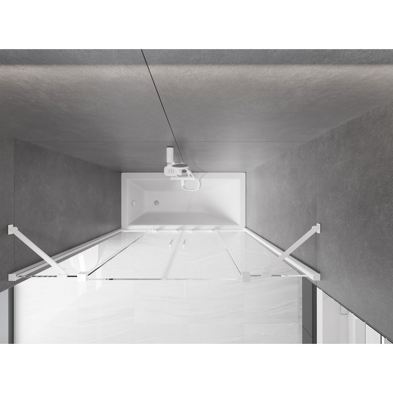 Mexen Velar Duo bath screen 2-wing sliding 160 x 150 cm, transparent, white - 896-160-000-02-20