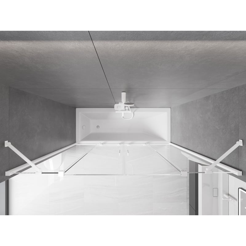 Mexen Velar Duo Bath Screen 2-wing Sliding 200 x 150 cm, Transparent, White - 896-200-000-02-20