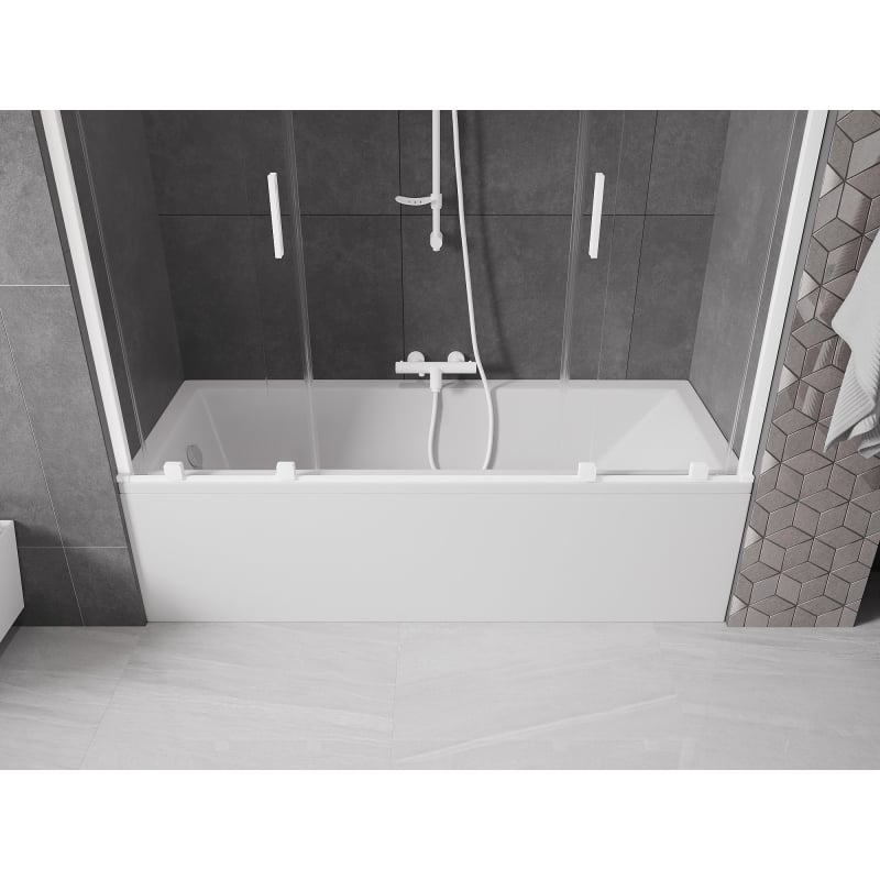 Mexen Velar Duo Bathtub Screen 2-Panel Sliding 180 x 150 cm, Transparent, White - 896-180-000-02-20