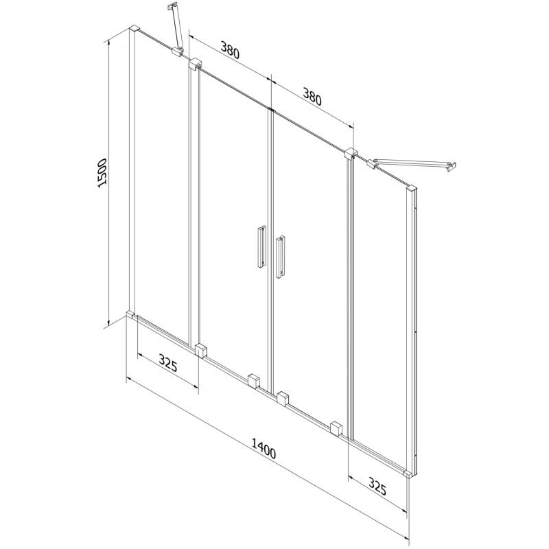 Mexen Velar Duo 2-panel sliding bathtub screen 140 x 150 cm, transparent, black - 896-140-000-02-70
