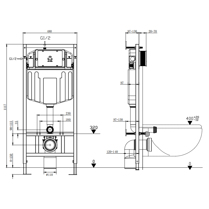Mexen Fenix E concealed WC frame - 60109