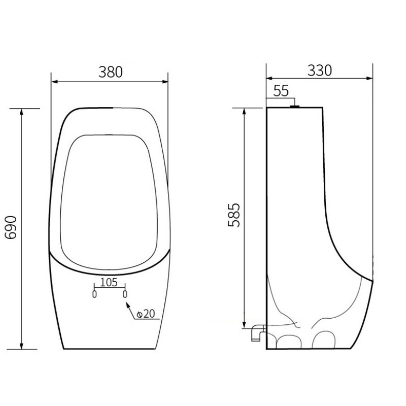 Mexen Oliver  hanging urinal, black matte - 37016970