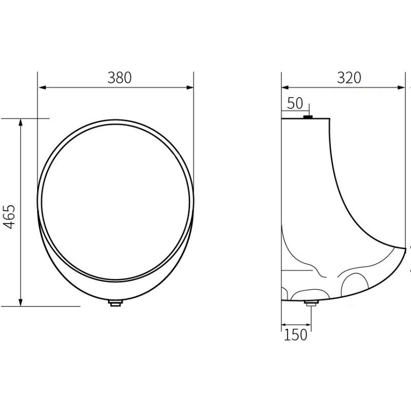 Mexen Dylan Wall-Mounted Urinal, Black Matte - 37054670
