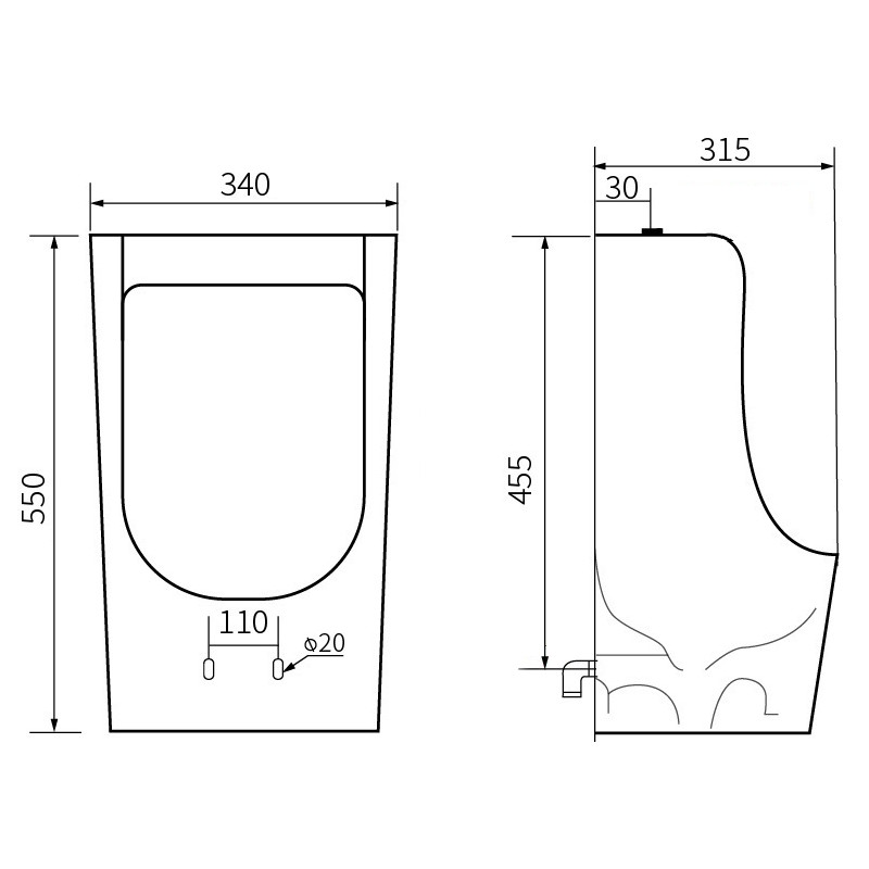 Mexen Nolan wall-mounted urinal, white - 37065500