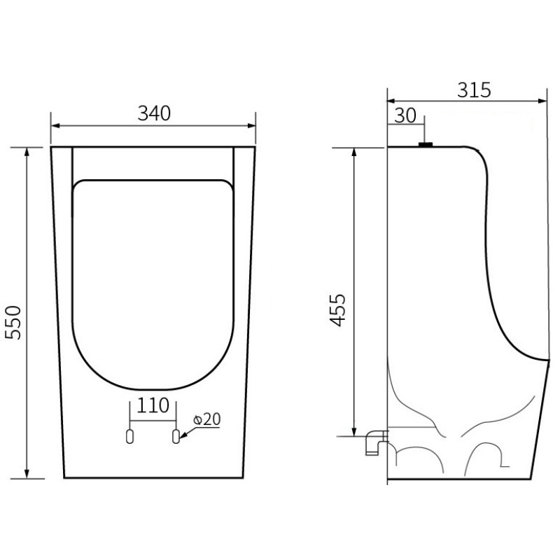 Mexen Nolan hanging urinal, black matte - 37065570
