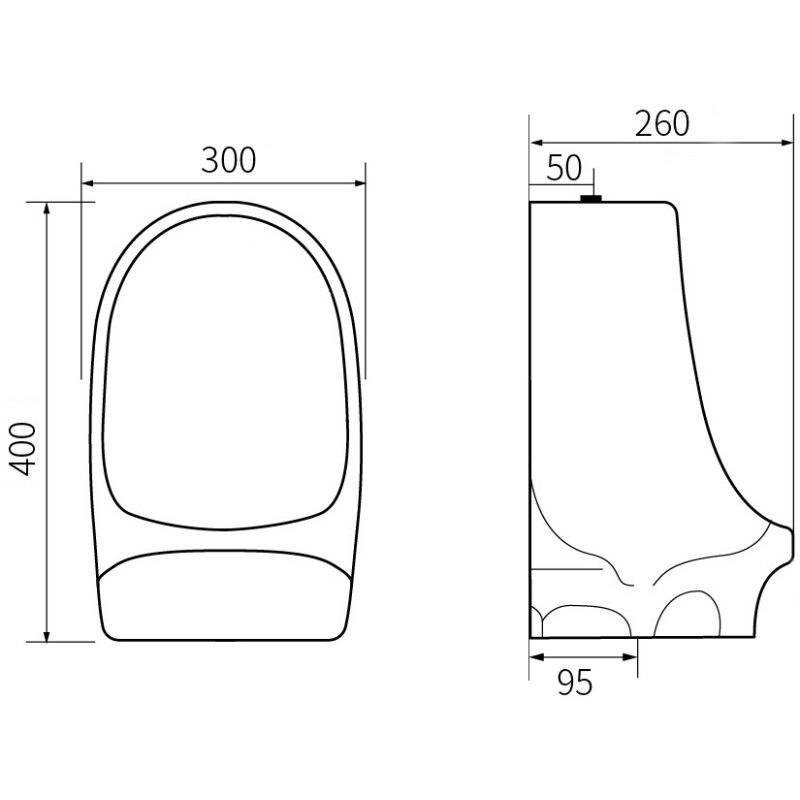 Mexen Owen wall-hung urinal, black matte - 37074070