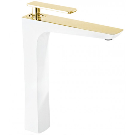 Mexen Indus tall bathroom faucet, white/gold - 744610-25