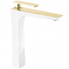 Mexen Indus tall bathroom faucet, white/gold - 744610-25