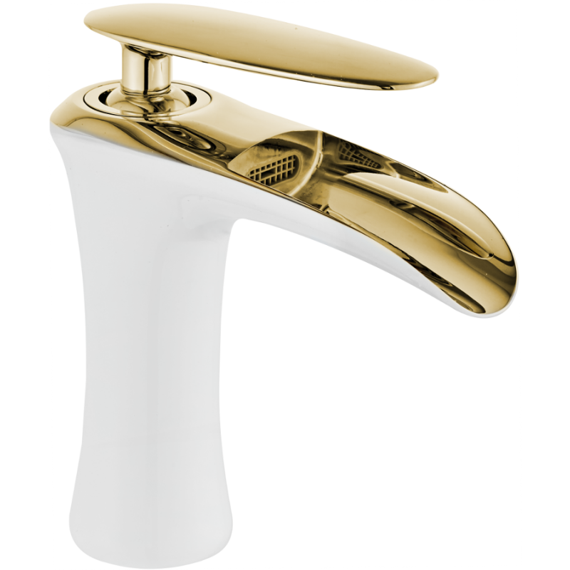 Mexen Lyra washbasin faucet, white/gold - 745300-25