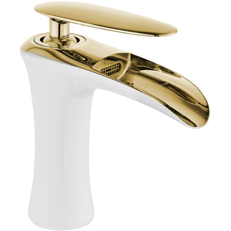 Mexen Lyra washbasin mixer tap, White/Gold - 745300-25