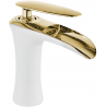 Mexen Lyra washbasin faucet, white/gold - 745300-25