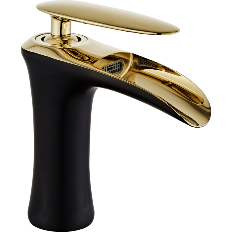 Mexen Lyra washbasin faucet, black/gold - 745300-75