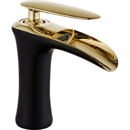 Mexen Lyra washbasin faucet, black/gold - 745300-75