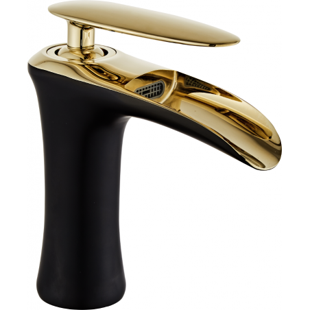Mexen Lyra washbasin tap, black/gold - 745300-75