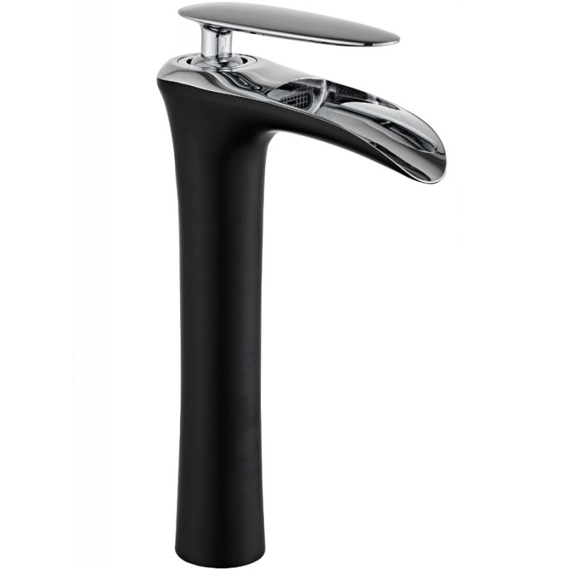 Mexen Lyra high basin mixer tap, black/chrome - 745310-07