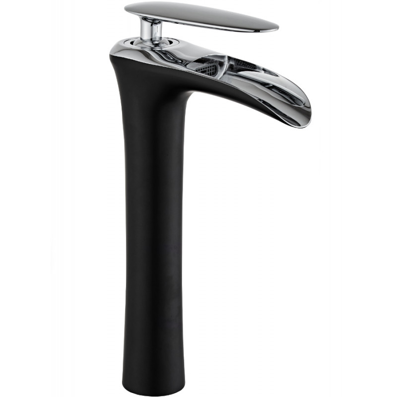 Mexen Lyra tall basin faucet, black/chrome - 745310-07