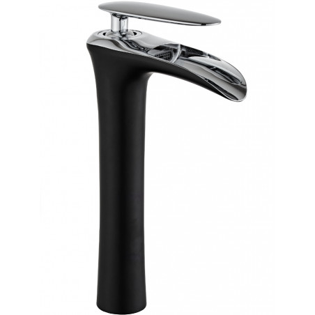 Mexen Lyra tall basin faucet, black/chrome - 745310-07