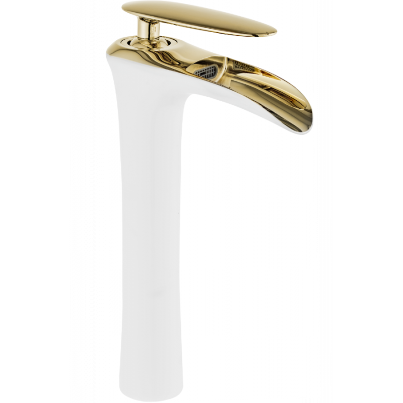 Mexen Lyra high basin tap, white/gold - 745310-25